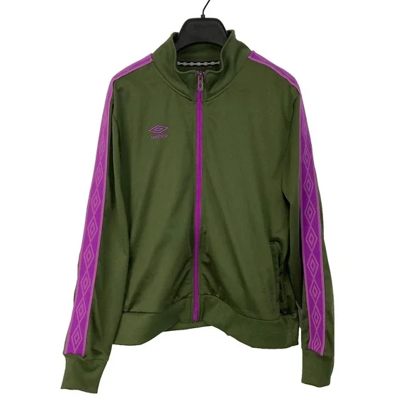 Umbro Retro Olive Green & Purple Diamond Tape Track Jacket - Picture 1 of 9